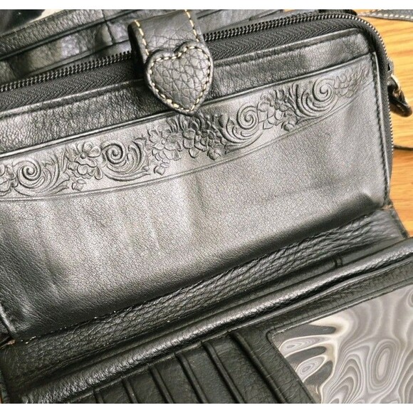 Brighton Leather Crossbody Mini Bag Black and Brown Wallet - Picture 8 of 14